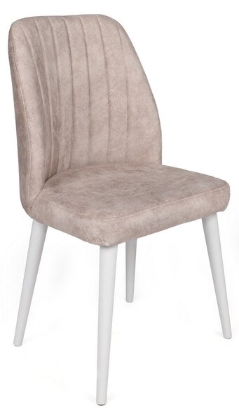Set haaus Alfa, Crem/Alb, textil, picioare metalice