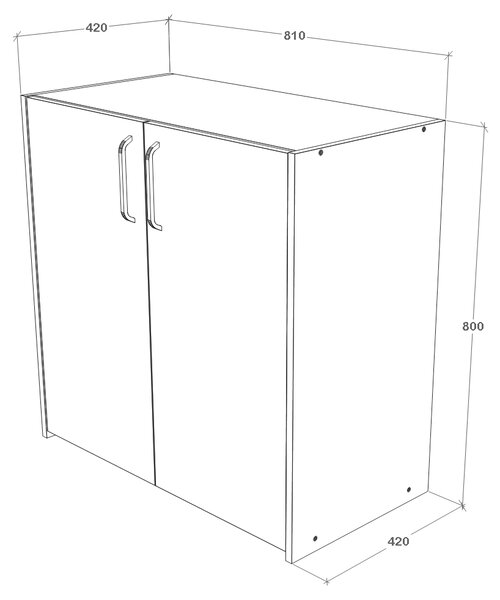 Comoda haaus Malmo, 2 Usi, Stejar Alb/Antracit, 81 x 42 x 80 cm