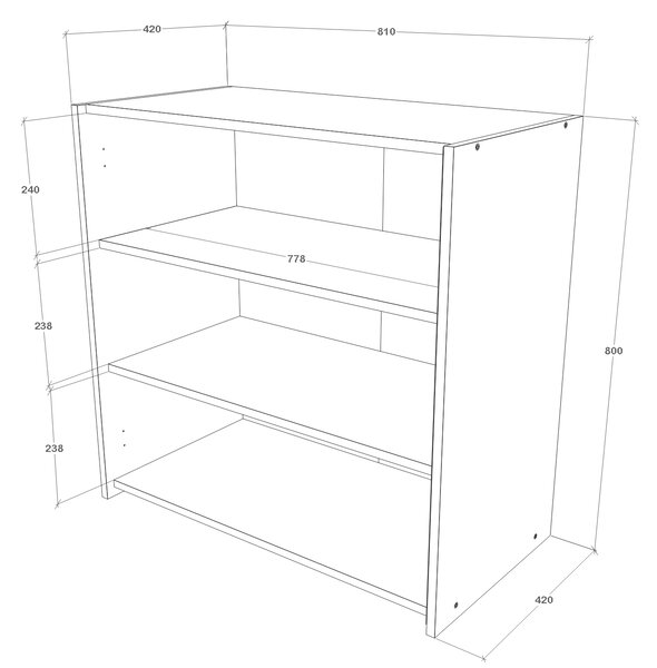 Comoda haaus Malmo, 2 Usi, Stejar Alb/Antracit, 81 x 42 x 80 cm