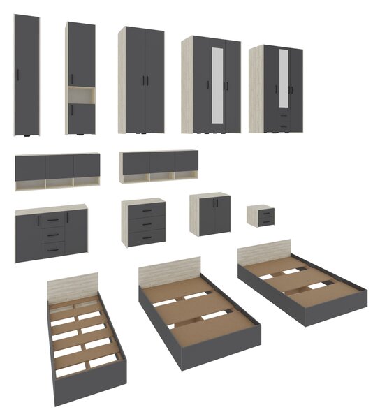 Comoda haaus Malmo, 2 Usi, Stejar Alb/Antracit, 81 x 42 x 80 cm