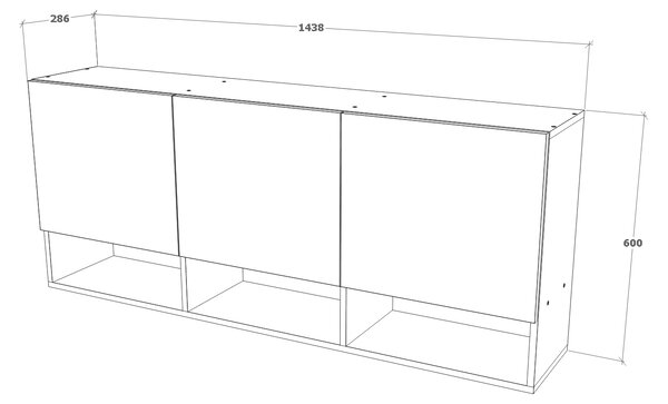 Dulap haaus Malmo, 3 Usi, Stejar Alb/Antracit, 144 x 27 x 60 cm