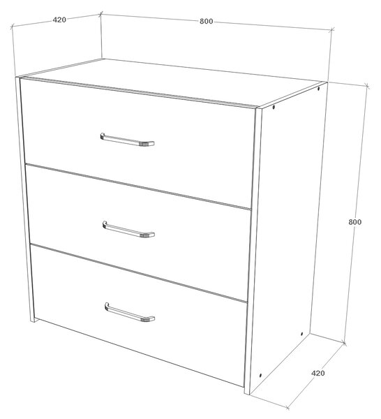Comoda haaus Malmo, 3 Sertare, Stejar Artisan/Argila, 80 x 42 x 80 cm