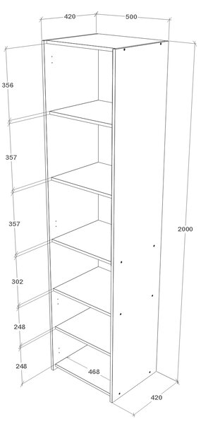 Dulap haaus Malmo, 2 Usi, cu spatiu, Stejar Alb/Antracit, 50 x 42 x 200 cm