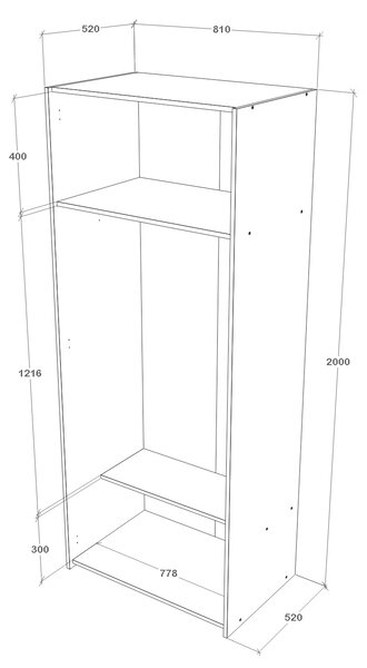 Dulap haaus Malmo, 2 Usi, Stejar Alb/Antracit, 81 x 52 x 200 cm