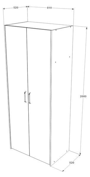 Dulap haaus Malmo, 2 Usi, cu polite, Stejar Alb/Antracit, 81 x 52 x 200 cm