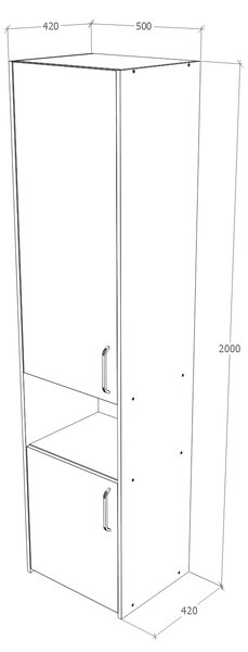 Dulap haaus Malmo, 2 Usi, cu spatiu, Stejar Alb/Antracit, 50 x 42 x 200 cm