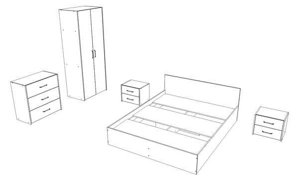 Set haaus V2, Pat 200 x 140 cm, Stejar Artisan/Argila