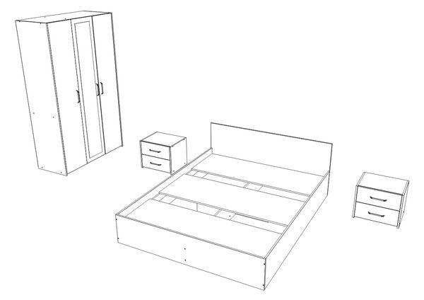 Set haaus V3, Pat 200 x 140 cm, Stejar Artisan/Argila