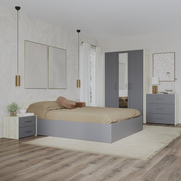 Set haaus V4, Pat 200 x 160 cm, Stejar Alb/Antracit