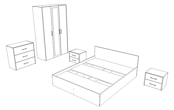 Set haaus V4, Pat 200 x 140 cm, Stejar Artisan/Argila