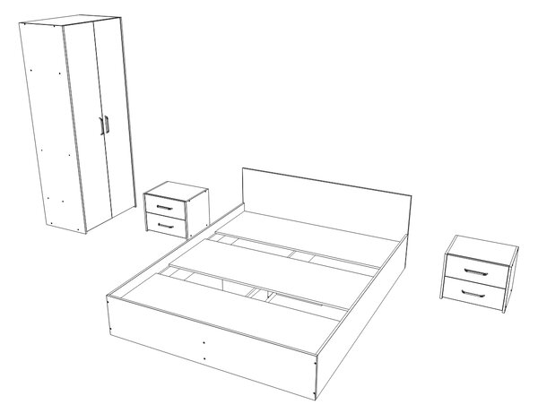 Set haaus V1, Pat 200 x 140 cm, Stejar Artisan/Argila