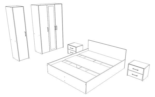 Set haaus V7, Pat 200 x 140 cm, Stejar Artisan/Argila