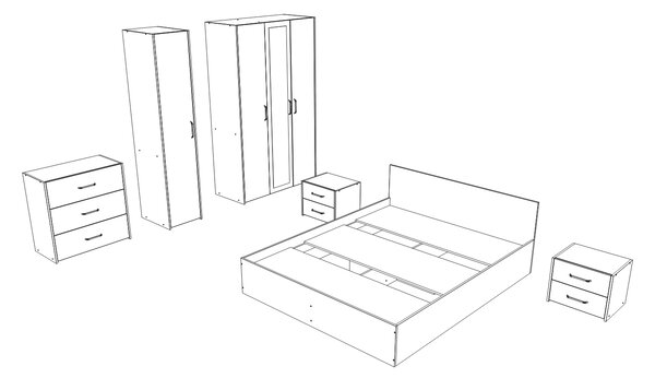 Set haaus V8, Pat 200 x 140 cm, Stejar Artisan/Argila