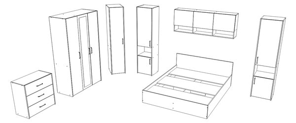 Set haaus V6, Pat 200 x 140 cm, Stejar Alb/Antracit