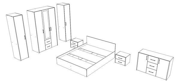 Set haaus V9, Pat 200 x 140 cm, Stejar Artisan/Argila