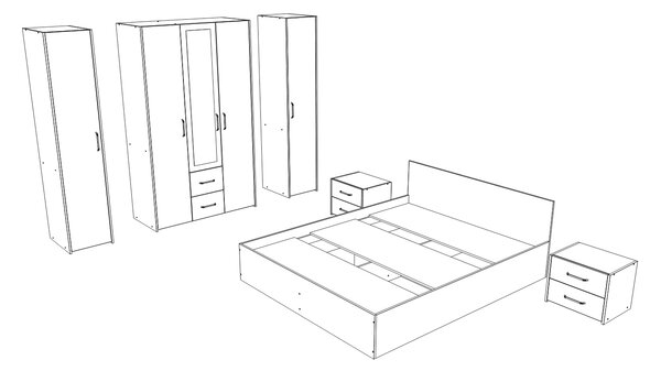 Set haaus V10, Pat 200 x 140 cm, Stejar Artisan/Argila