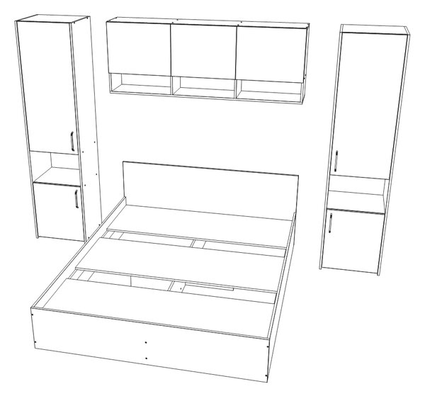 Set haaus V11, Pat 200 x 140 cm, Stejar Alb/Antracit