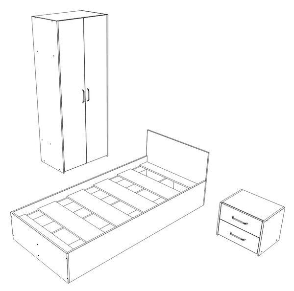 Set haaus V18, Pat 200 x 90 cm, Stejar Artisan/Argila