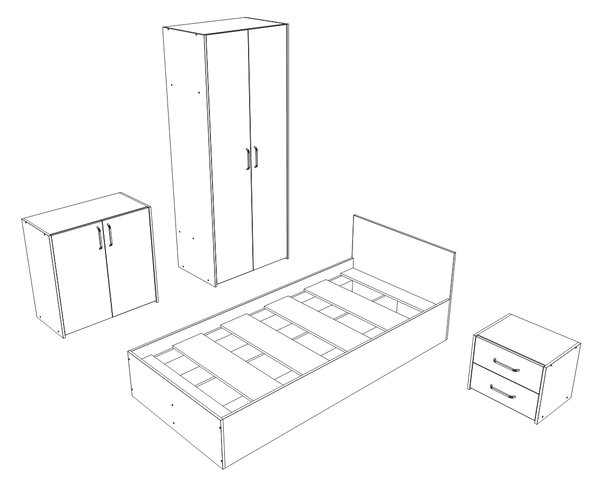 Set haaus V19, Pat 200 x 90 cm, Stejar Artisan/Argila