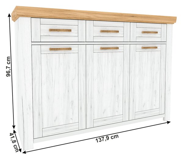 KONDELA Scrin G, stejar craft auriu / stejar craft alb, SUDBURY