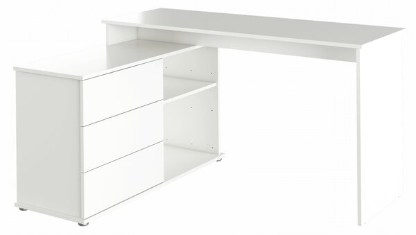 KONDELA Birou PC universal de colţ, alb, TERINO