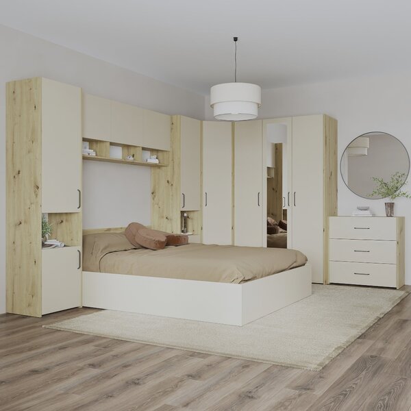Set haaus V6, Pat 200 x 140 cm, Stejar Artisan/Argila