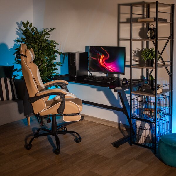 KONDELA Birou PC/birou gaming, negru, JADIS