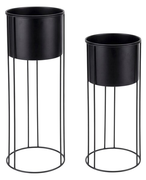 Suporturi negre pentru flori glamour OSMOS, 2 ghivece