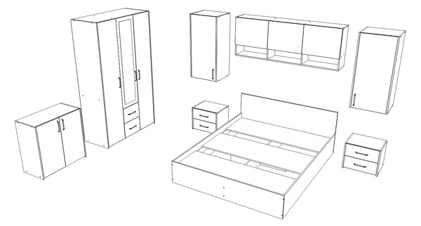 Set haaus V14, Pat 200 x 140 cm, Stejar Artisan/Argila