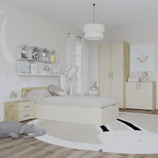Set haaus V19, Pat 200 x 90 cm, Stejar Artisan/Argila