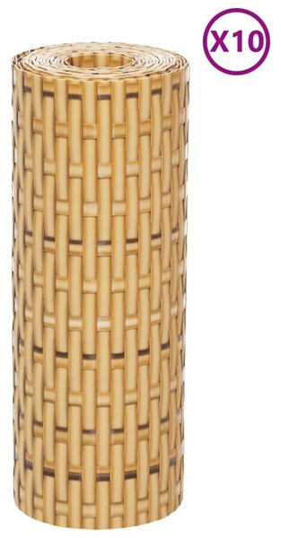 Paravan pentru balcon 10 buc. maro deschis 255x19 cm poliratan