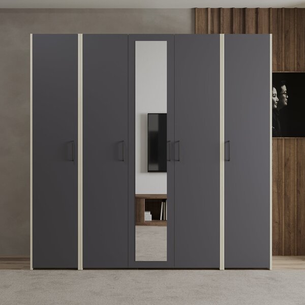 Dressing haaus V5, Stejar Alb/Antracit, L 204 cm