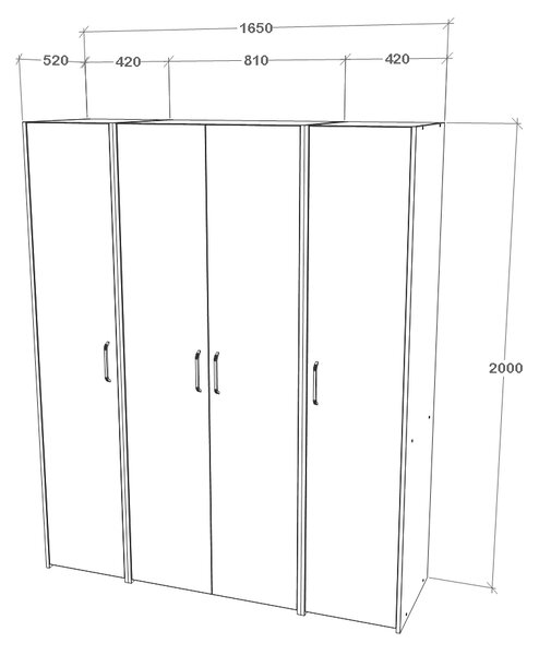 Dressing haaus V4, Stejar Alb/Antracit, L 165 cm