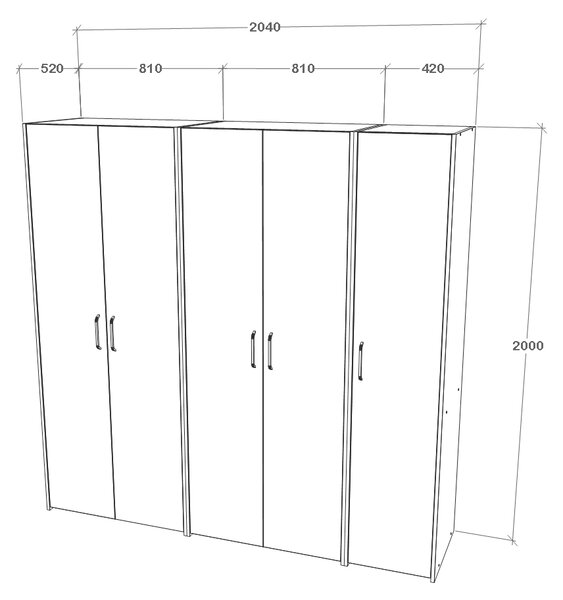 Dressing haaus V1, Stejar Alb/Antracit, L 204 cm