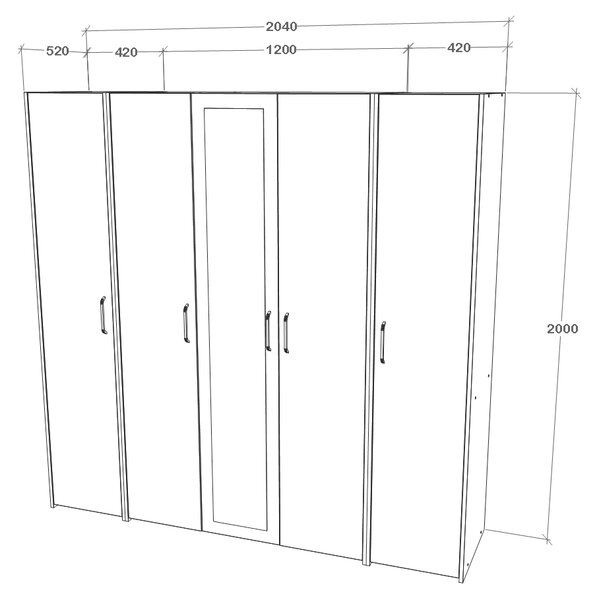 Dressing haaus V5, Stejar Alb/Antracit, L 204 cm