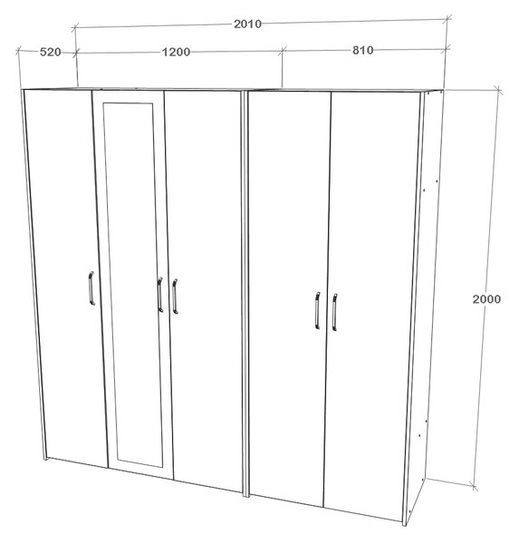 Dressing haaus V2, Stejar Alb/Antracit, L 201 cm
