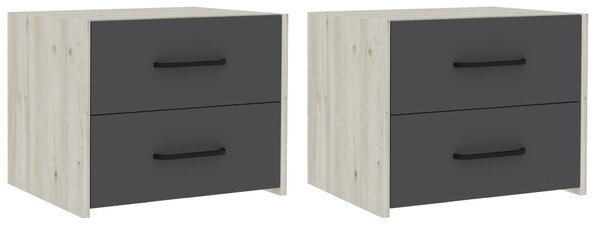 Set haaus Malmo, 2 Sertare, Stejar Alb/Antracit, 50 x 40 x 40 cm
