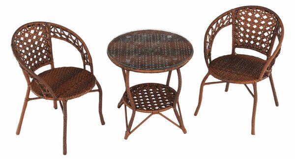KONDELA Set de grădină din rattan 1 + 2, maro, JARUB