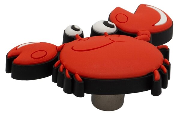 Buton mobilier copii Crab rosu, 75x63x24 mm