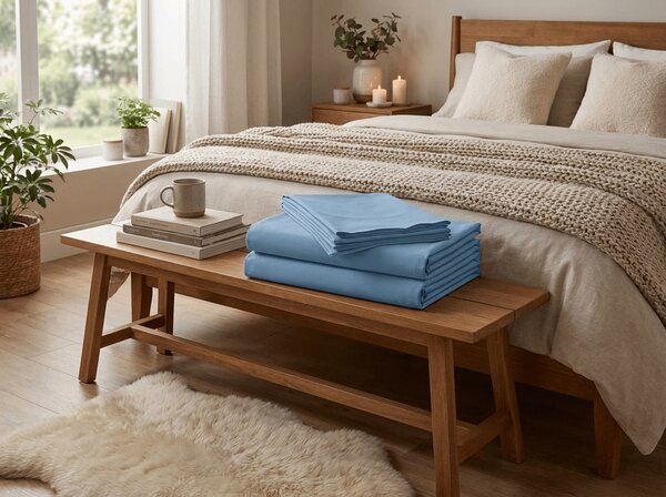 Cearsaf din bumbac STANDARD 140x240 cm, albastru