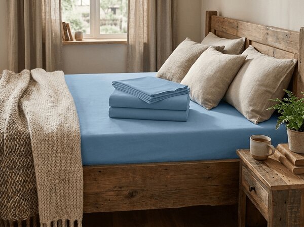 Cearsaf din bumbac STANDARD 140x240 cm, albastru