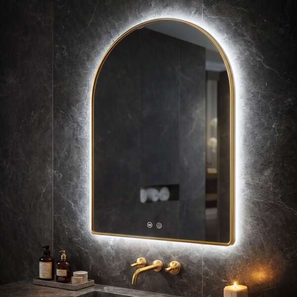 Oglindă LED 80x60cm CAMLOT Brush Gold