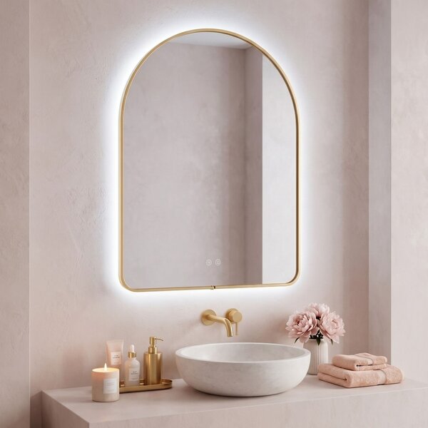 Oglindă LED 80x60cm CAMLOT Brush Gold