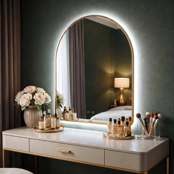 Oglindă LED 80x60cm CAMLOT Brush Gold