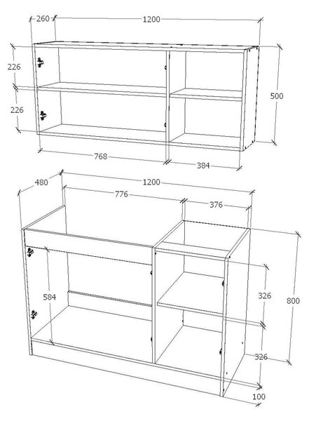 Set haaus Ara, Wenge/Alb, L 120 cm