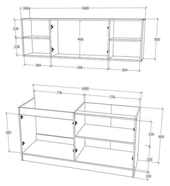 Set haaus Sena, Stejar Bronz/Alb, L 160 cm