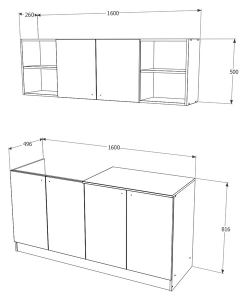 Set haaus Sena, Stejar Bronz/Alb, L 160 cm