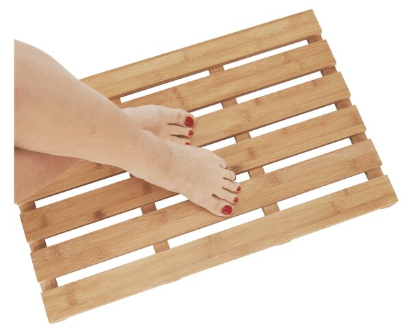 KONDELA Covor antiderapant pentru baie, bambus natural lăcuit, KLERA