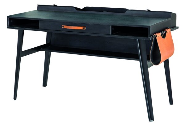 Masa de birou din pal si metal, pentru tineret Dark Metal Black / Graphite, L134xl62xH80 cm
