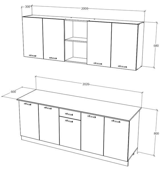 Set haaus Nisa, Stejar Artisan/Alb, L 200 cm